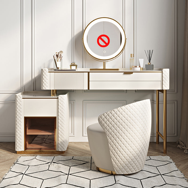 Glam Beige Makeup Vanity Desk 4 Drawer Vanity Dressing Table