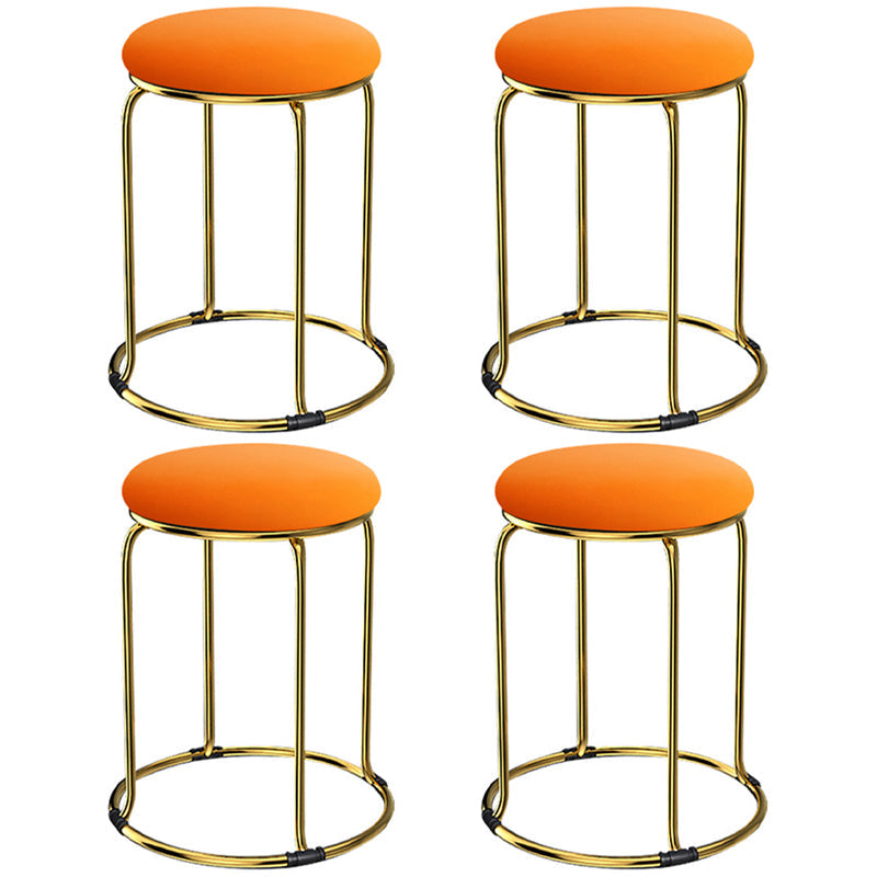 Glam Mental Leg Solid Ottoman Velvet Standard Fade Resistant Solid Color Round Ottoman Orange 4 Piece Set Clearhalo 'furn' 'furn_ottomans_poufs' 'Furniture' 'Living Room Furniture' 'Ottomans & Poufs' 'ottomans_poufs' 5771290