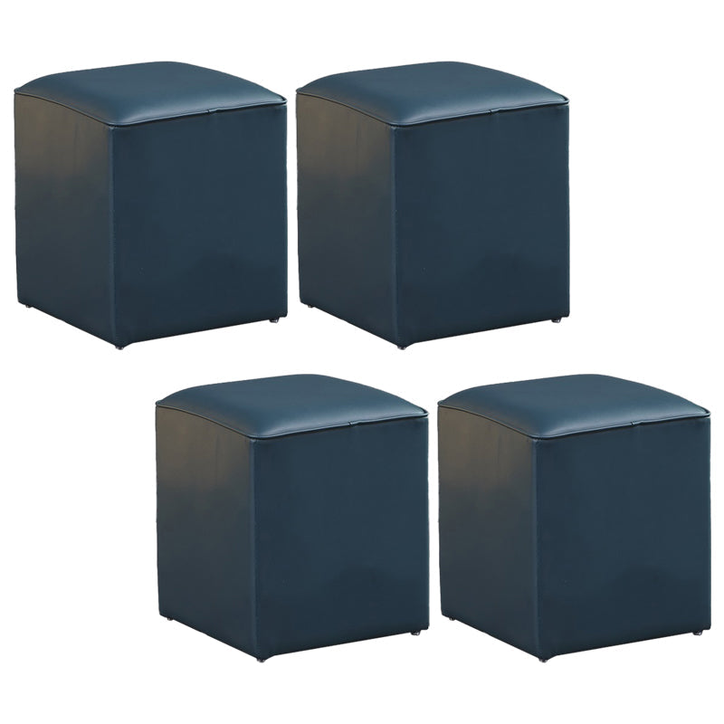 Minimalist Square Footstool Ottoman Pure Color Genuine Leather Ottoman