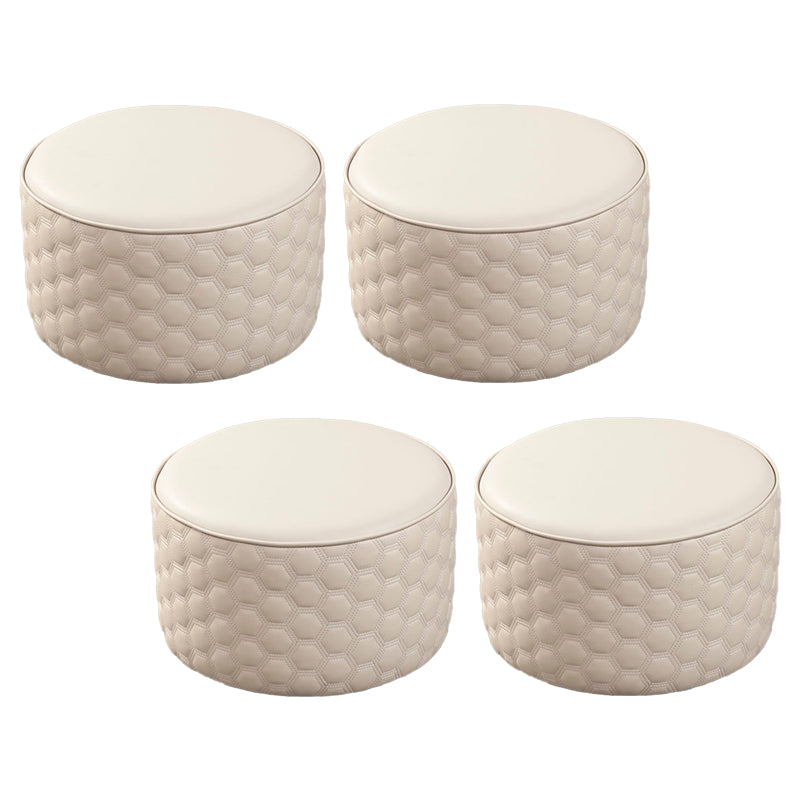 Water Resistant Pouf Ottoman Genuine Leather Round Solid Modern Ottoman