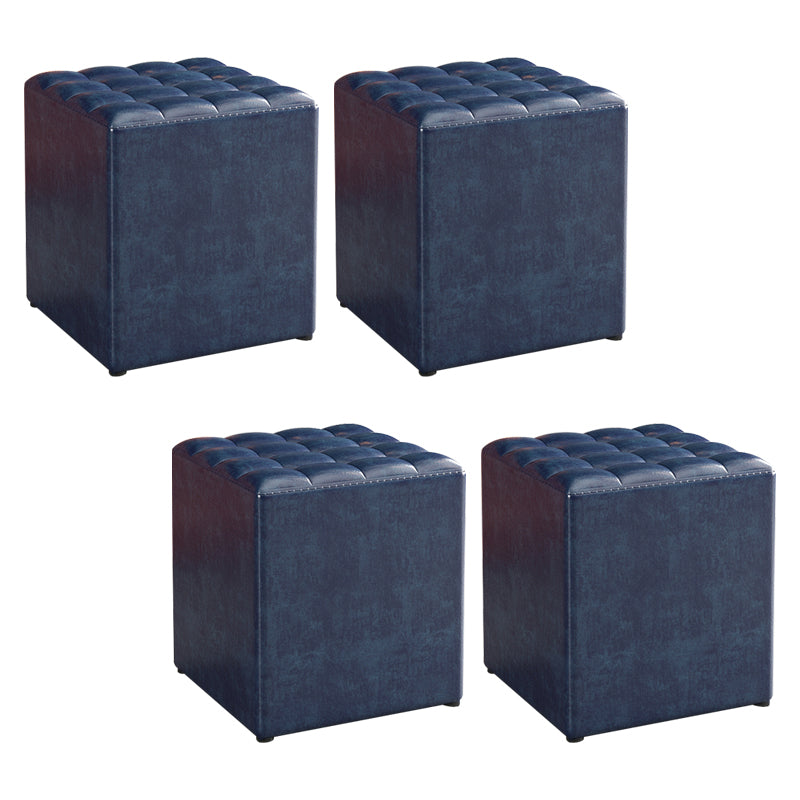 Simplicity Plain Ottoman Stool Water Resistant Genuine Leather Chair Ottoman