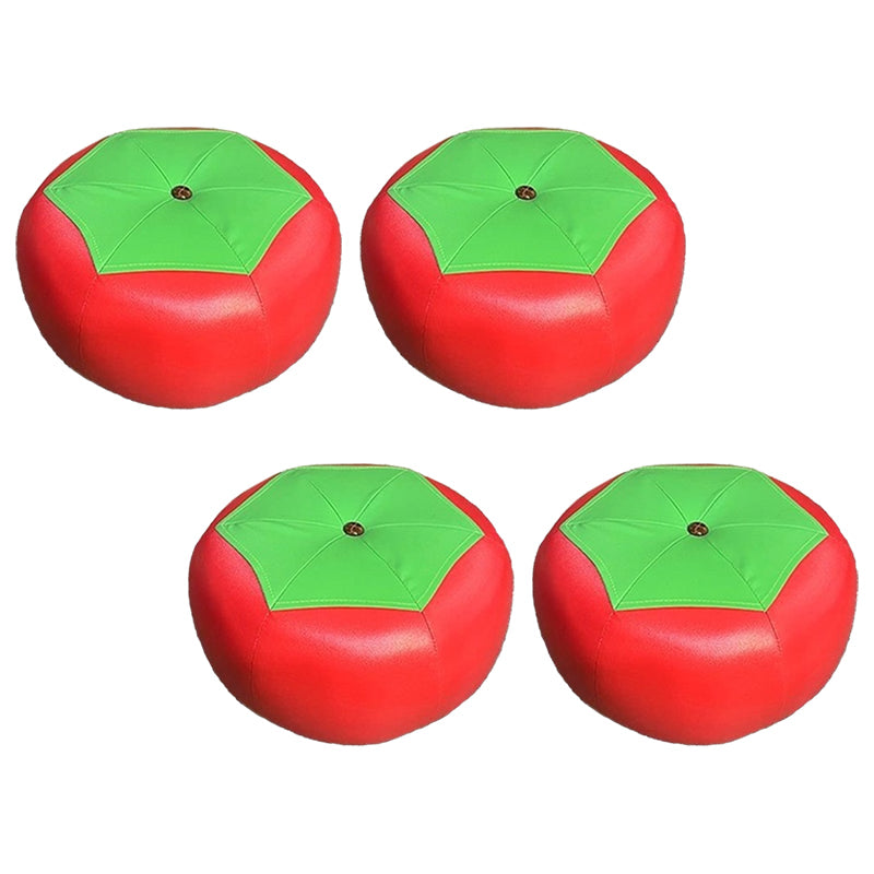 Pouf Tomato Pattern Ottoman Faux Leather Modern Specialty Ottoman Red 4 Piece Set Clearhalo 'furn' 'furn_ottomans_poufs' 'Furniture' 'Living Room Furniture' 'Ottomans & Poufs' 'ottomans_poufs' 5772326