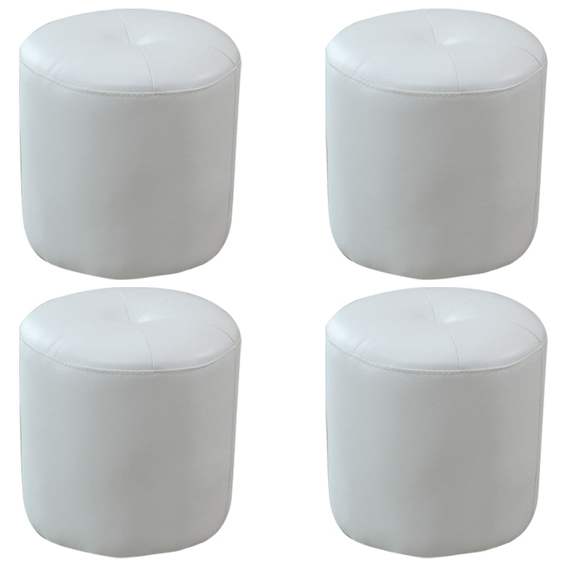 Modern PU Leather Pouf Chair Plain Cylinder Shape Tufted Mildew Resistant Ottoman Stool 13"L x 13"W x 16"H Off-White 4 Piece Set Clearhalo 'furn' 'furn_ottomans_poufs' 'Furniture' 'Living Room Furniture' 'Ottomans & Poufs' 'ottomans_poufs' 5772467