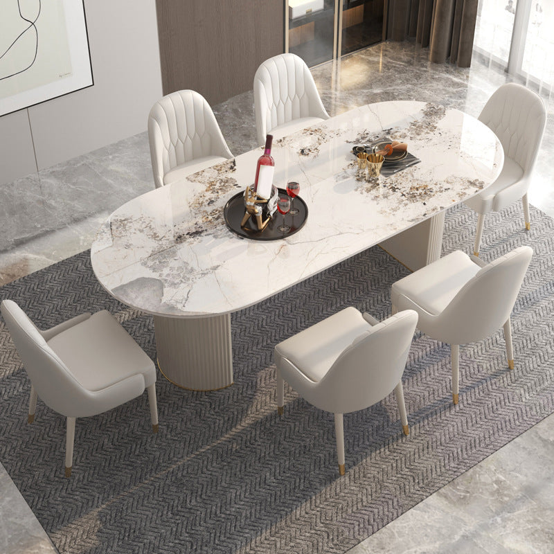 Juego de comedor de piedra sinterizada estilo glamo