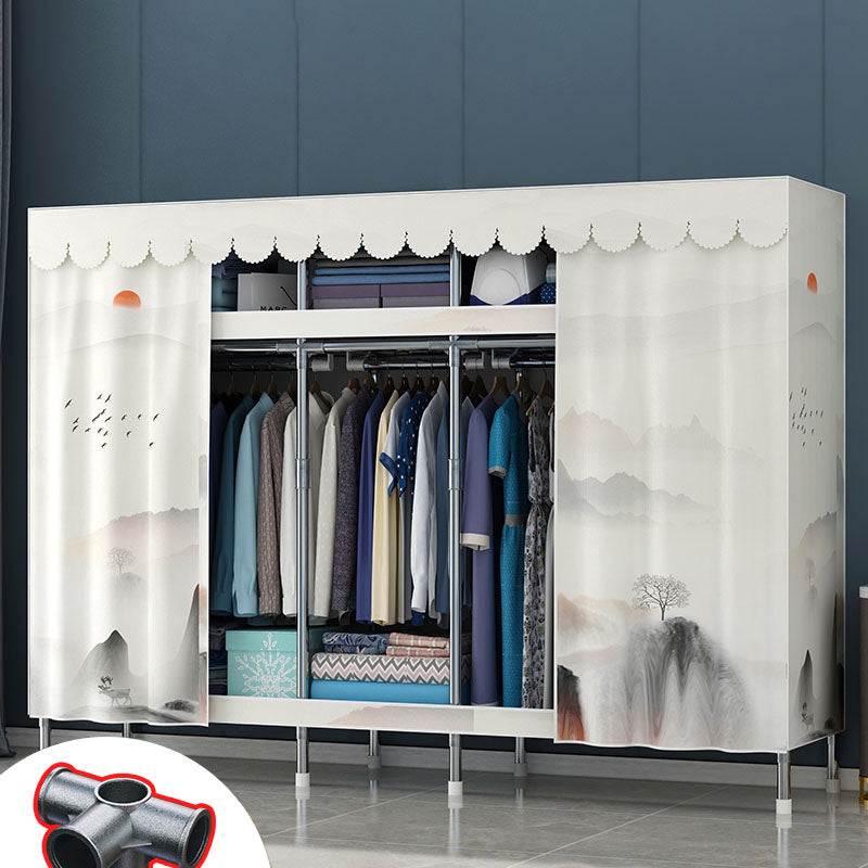 Contemporary Style Steel Wardrobe 2 Shelves Wardrobe Closet for Home