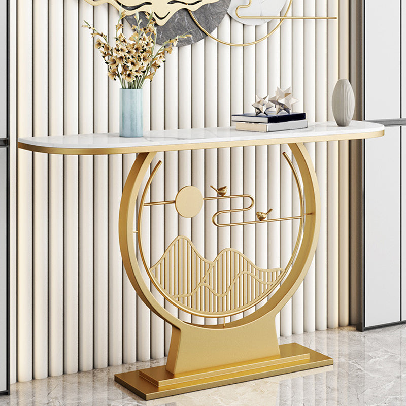 Console in pietra glam da 11 "tavolo da divano console a mezza luna per hall