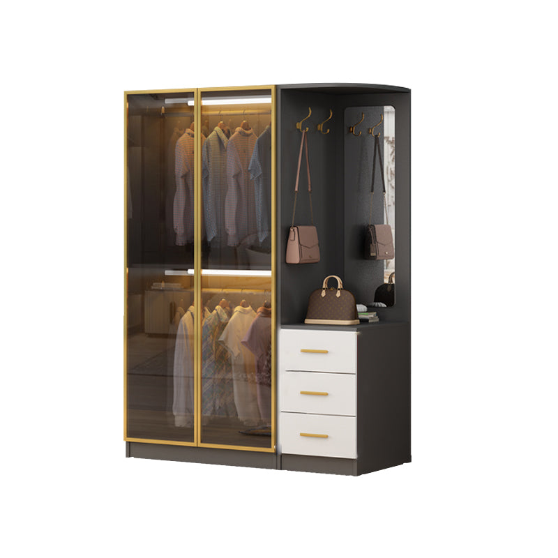 Modern Style Wooden Wardrobe Cloth Rod Included Wardrobe Closet for Bedroom