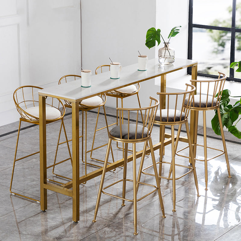 Glam 1/4/7 Pièces Tableau de barre Ensemble de comptoir en pierre rectangle avec tabourets hauts pour café