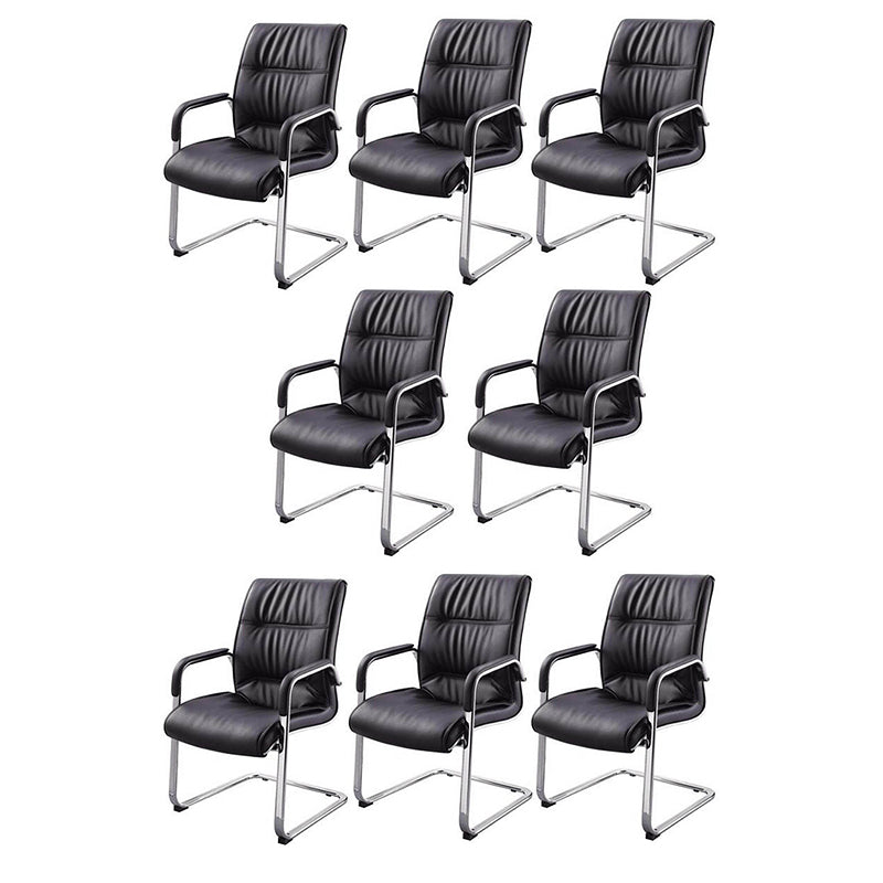No Wheels Modern Conference Chair Fixed Arms Leather Management Conference Chair 8 Piece Set Clearhalo 'furn' 'furn_office_chair' 'Furniture' 'Office Chairs' 'Office Furniture' 'office_chair' 5782081