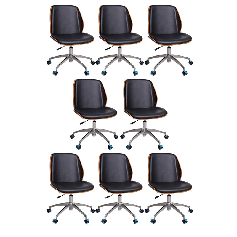 Silla de oficina de oficina giratoria contemporánea de madera sin brazo