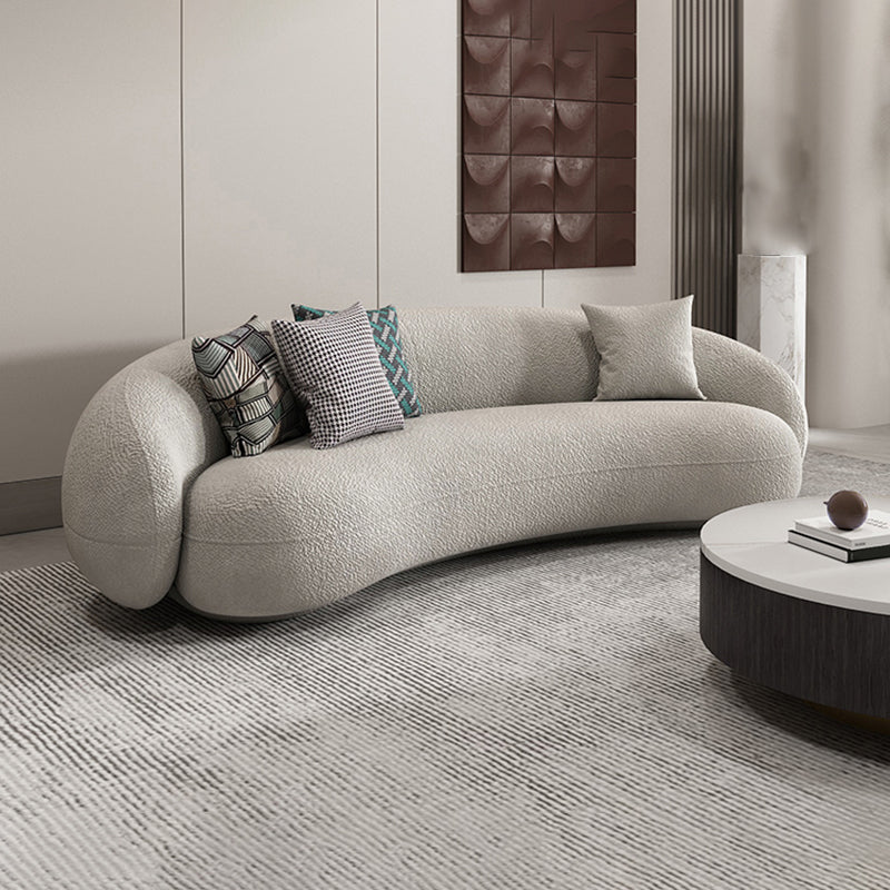 Gray Wool Sloped Arm Sofa Contemporary Curved Sofa for Living Room