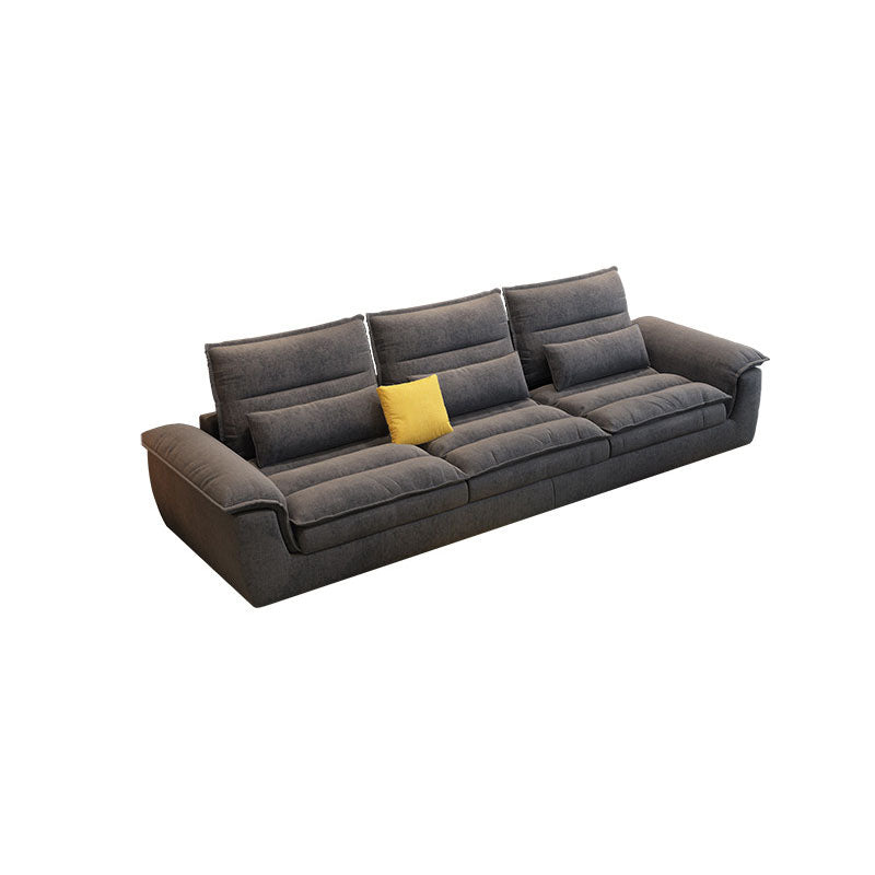 Stain Resistant Stationary Living Room Flared Arm Gray Pillows Sofa