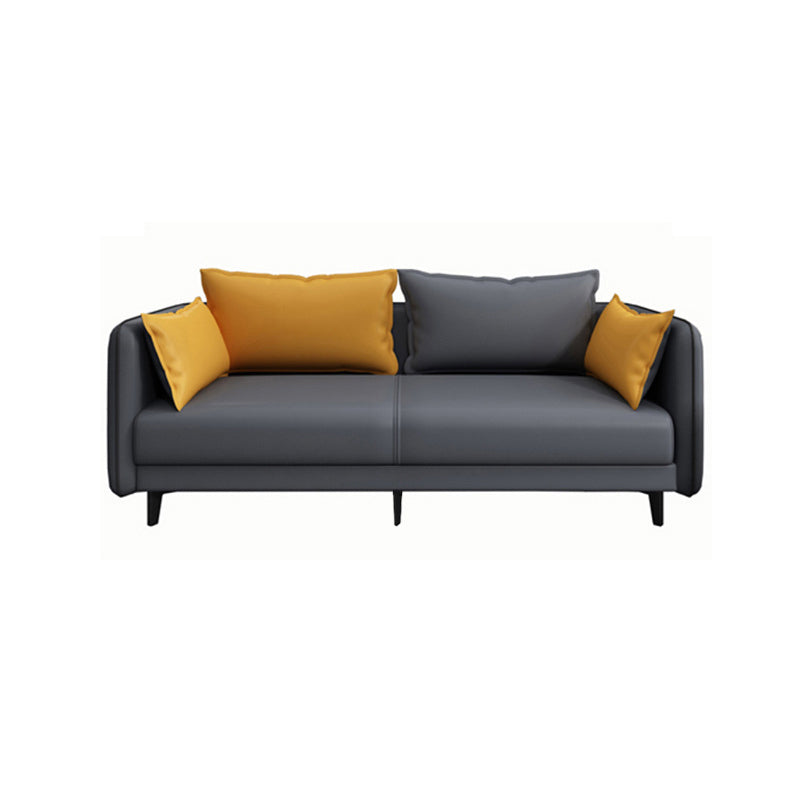 Divano standard in pelle finta del braccio quadrato con cuscini in grigio scuro