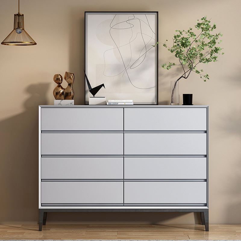 Stone and Steel Dining Server Modern 8 Drawers Buffet for Living Room Grey Clearhalo 'buffet_sideboard' 'Buffets & Sideboards' 'furn' 'furn_buffet_sideboard' 'Furniture' 'Kitchen & Dining Furniture' 5785035
