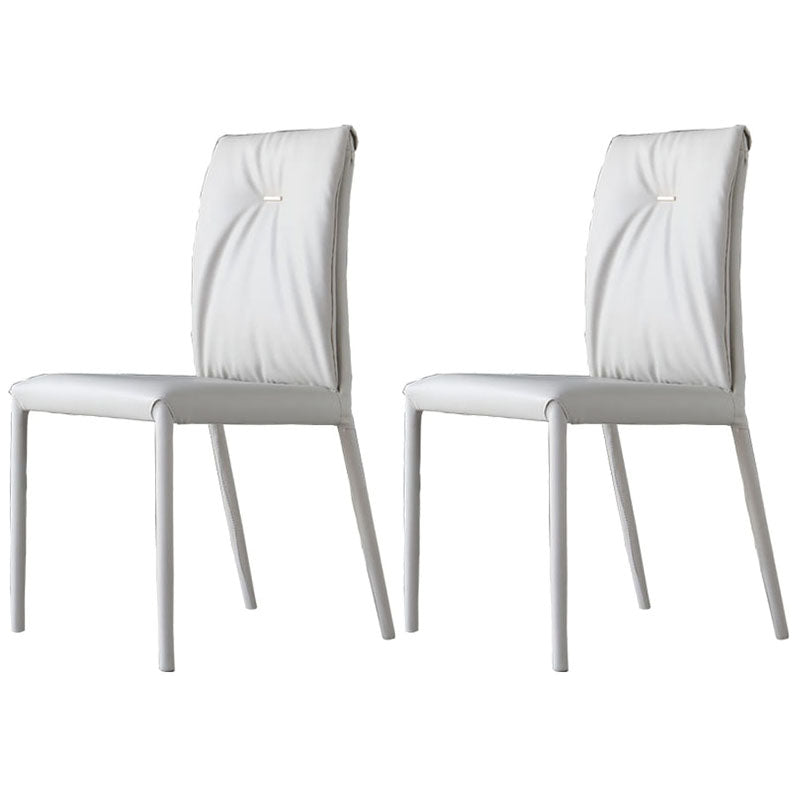 Eigentijdse ontwerp lederen eetkamerstoelen armloze vaste rugstoel