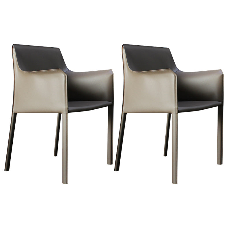 Leather Dining Chair Contemporary Arm Solid Back Side Chairs