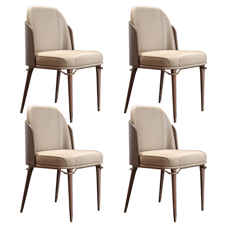 Solid Back Chair Scandinavian Design Armless Leather Dining Chair Khaki 4 Piece Set Clearhalo 'Dining Chairs' 'Dining Tables & Seating' 'dining_chair' 'furn' 'furn_dining_chair' 'Furniture' 'Kitchen & Dining Furniture' 5786204