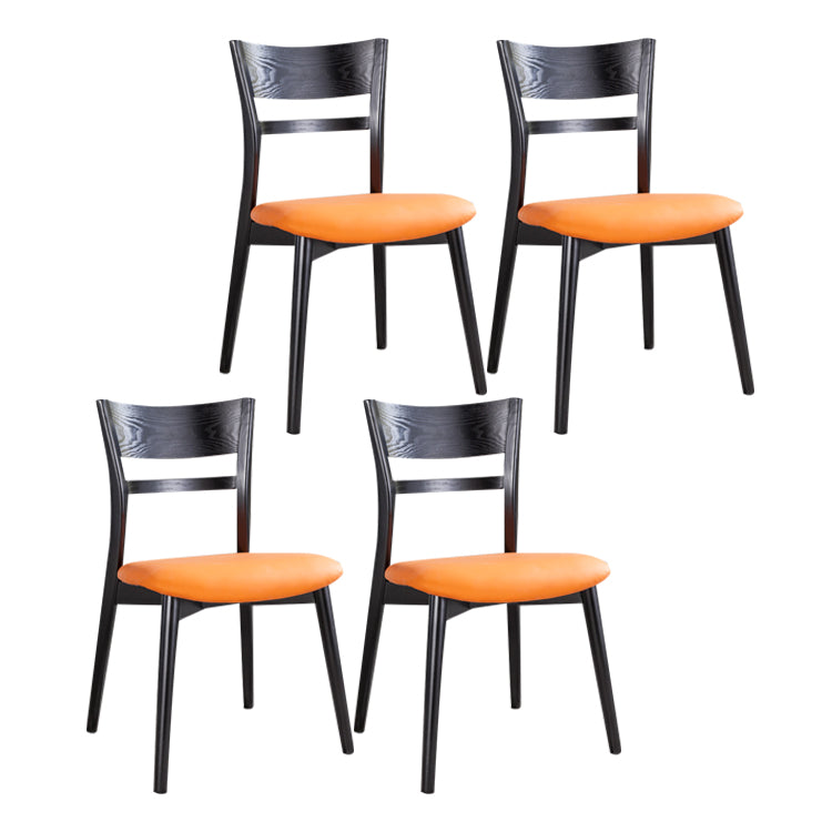 Industrial Home Open Back Chair Matte Finish Wood Dining Chair Black-Orange 4 Piece Set Clearhalo 'Dining Chairs' 'Dining Tables & Seating' 'dining_chair' 'furn' 'furn_dining_chair' 'Furniture' 'Kitchen & Dining Furniture' 5786248