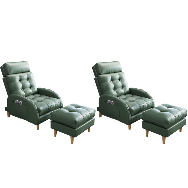 Contemporary Faux Leather Arms Included with Ottoman Lounge Accent Chair