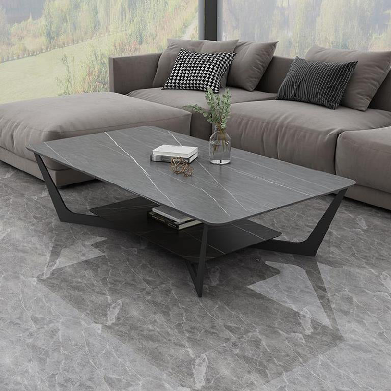Slate Rectangular Coffee Table Modern Minimalist Cross Legs Coffee Table