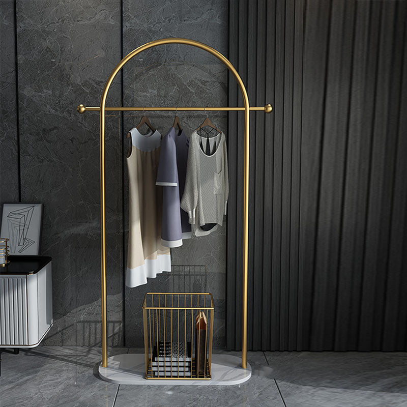 Industrial Hall Stand Metal Storage Baskets Included Free Standing Coat Rack Entryway Kit 33"L x 12"W x 69"H Gold-White 1 Clearhalo 'Entry & Mudroom Furniture' 'furn' 'furn_hall_tree_coat_racks' 'Furniture' 'Hall Trees & Coat Racks' 'hall_tree_coat_racks' 5787495