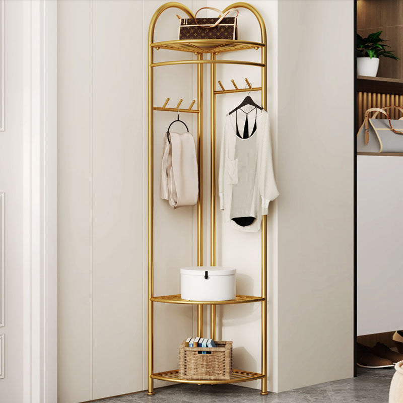 Contemporary Entryway Kit Metal Black and Gold Free Standing Shelving Included Hall Stand Clearhalo 'Entry & Mudroom Furniture' 'furn' 'furn_hall_tree_coat_racks' 'Furniture' 'Hall Trees & Coat Racks' 'hall_tree_coat_racks' 5787816