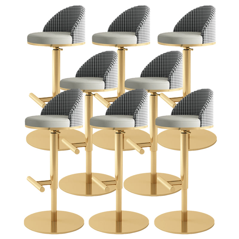 Adjustable Height Armless ar Chair Modern Upholstered Rotatable Bar Stool Grey-Gold 8 Piece Set Bar Stool(31"H) Clearhalo 'Bar Furniture' 'Bar Stools' 'bar_stools' 'furn' 'furn_bar_stools' 'Furniture' 'Kitchen & Dining Furniture' 5790822