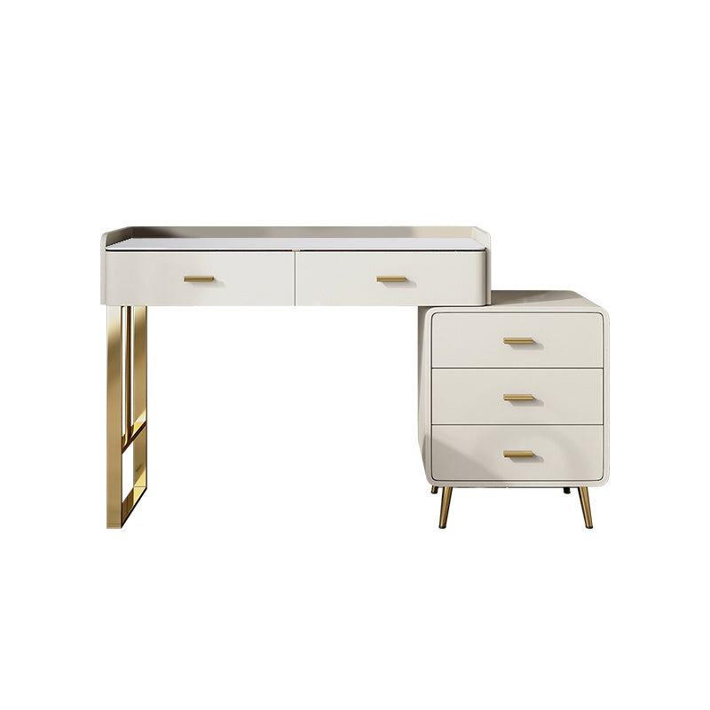 5 Schubladen Make -up Tisch Schreibtisch Eitelkeit Stein Top Dresser in Weiß