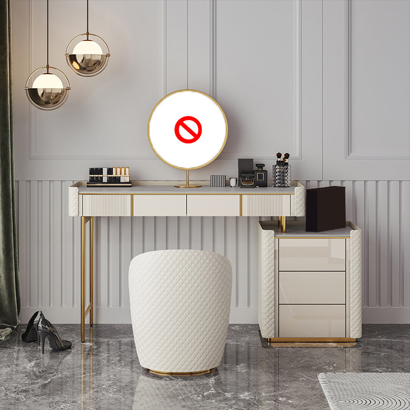 5-Drawer Vanity Makeup Table Set Metal Dressing Table with Padded Stool Makeup Vanity & Stools Clearhalo 'Bedroom Furniture' 'furn' 'furn_makeup_vanities' 'Furniture' 'Makeup Vanities' 'makeup_vanities' 5791341