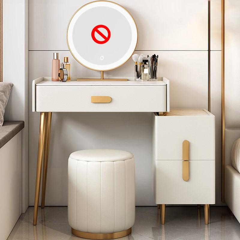 Stone Top Make -up -Schminktisch in weißer luxuriöser Metallwaschtisch