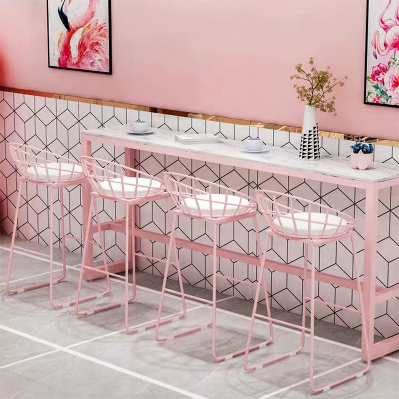 White and Pink Cocktail Bar Table Glam Trestle Indoor Bistro Accent Dining Table