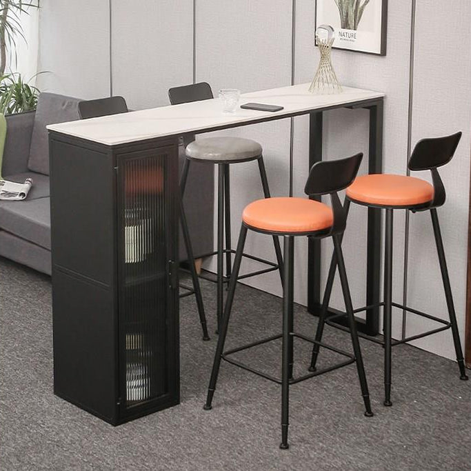 Rectangle Double Pedestal Bar Stool Table Modern Storage Indoor Bar Wine Table 78.7"L x 15.7"W x 41.3"H Without Chairs Clearhalo 'Bar Furniture' 'Bar Tables' 'bar_tables' 'furn' 'furn_bar_tables' 'Furniture' 'Kitchen & Dining Furniture' 5791771