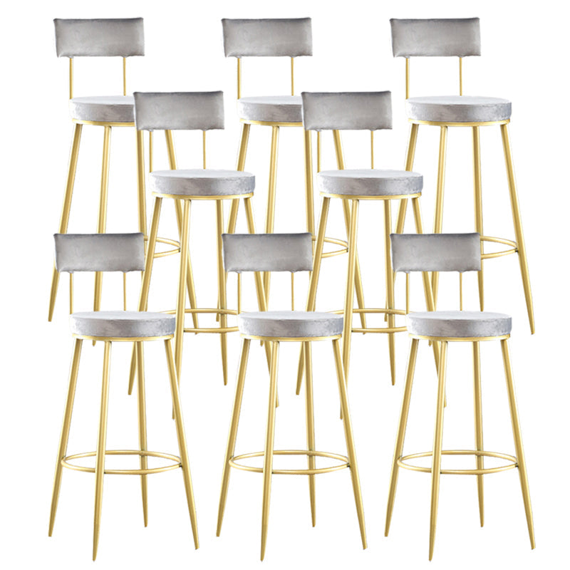 Industrial Metal Footrest Bar Chair Round Upholstered Bar Stool Grey-Gold 8 Piece Set Clearhalo 'Bar Furniture' 'Bar Stools' 'bar_stools' 'furn' 'furn_bar_stools' 'Furniture' 'Kitchen & Dining Furniture' 5792367