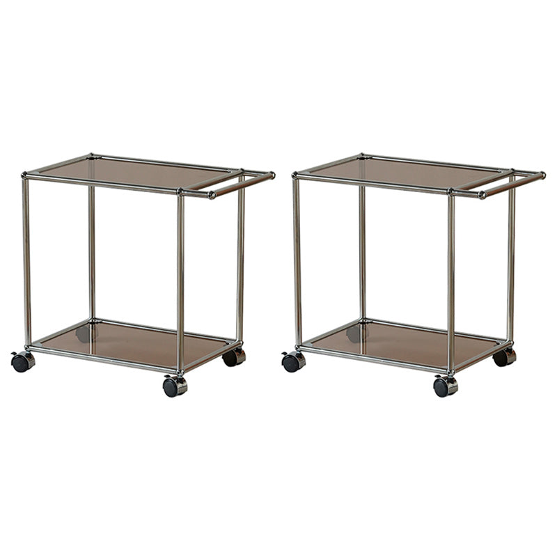 Mesa lateral de metal/vidrio rectangular con estilo moderno de base entre la base de la mitad del siglo