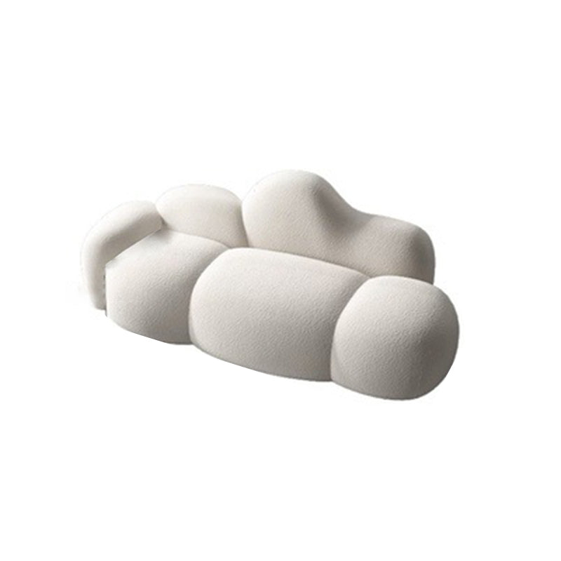 Sofá de espalda curvada de lana blanca moderna 34.65 "H asiento de brazo cuadrado H