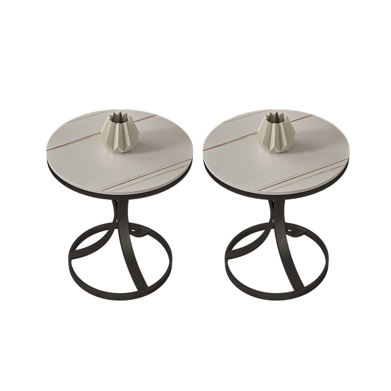 21.65" Tall Contemporary Style Side End Table Metal Frame Side Accent Table Black White 2 Clearhalo 'Coffee & Accent Tables' 'End & Side Tables' 'end_side_tables' 'furn' 'furn_end_side_tables' 'Furniture' 'Living Room Furniture' 5793016