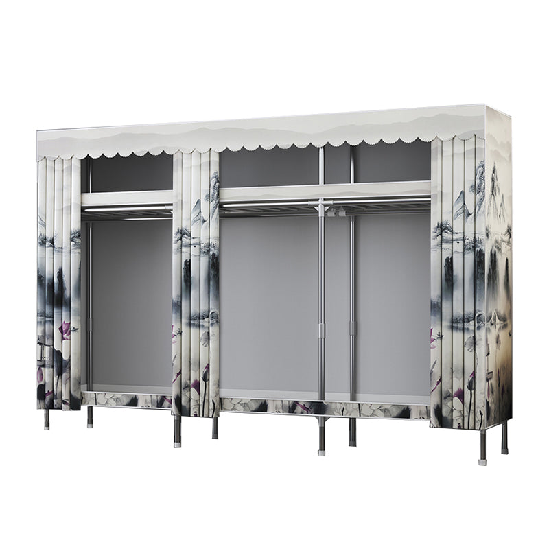 Armadio per la camera da letto del guardaroba in metallo moderno con scaffali