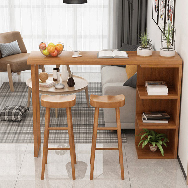 Industrial 1/2/3 Pieces Solid Wood Bar Table Set Fixed Counter Set for Home Use 3 Pieces: Table, 2 Stools Clearhalo 'Bar Furniture' 'furn' 'furn_home_bar_bar_sets' 'Furniture' 'Home Bars & Bar Sets' 'home_bar_bar_sets' 'Kitchen & Dining Furniture' 5796636