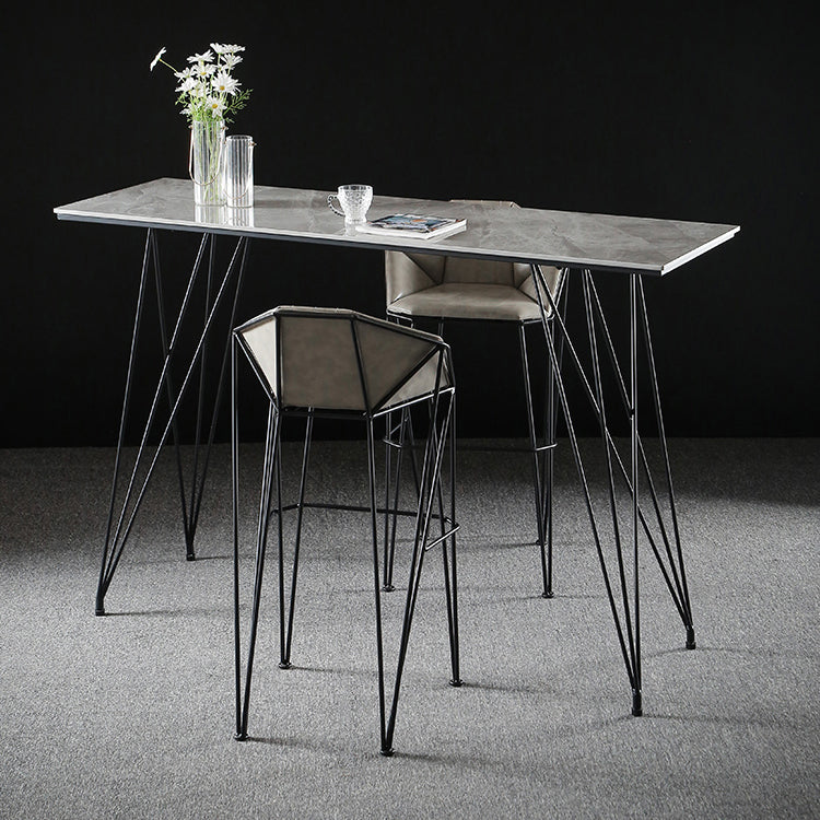 Modern Bar Table Set 1/2/3 Pieces Rectangle Stone Counter Table with High Stools 3 Pieces: Table, 2 Stools Clearhalo 'Bar Furniture' 'furn' 'furn_home_bar_bar_sets' 'Furniture' 'Home Bars & Bar Sets' 'home_bar_bar_sets' 'Kitchen & Dining Furniture' 5796705