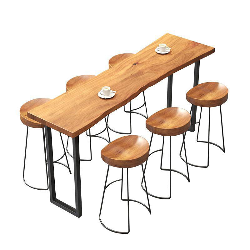 1/2/7 Pieces Modern Rectangle Pub Table Set Wooden Counter Table with Backless Stools 7 Pieces: Table, 7 Wood Stools Clearhalo 'Bar Furniture' 'furn' 'furn_home_bar_bar_sets' 'Furniture' 'Home Bars & Bar Sets' 'home_bar_bar_sets' 'Kitchen & Dining Furniture' 5797096