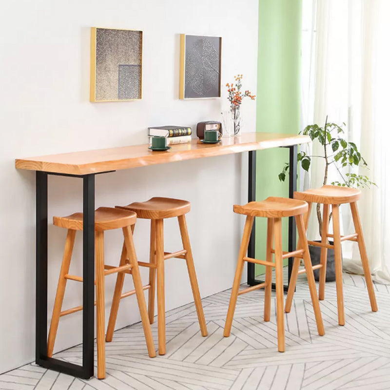 Modern Style Bar Table Set 1/2/5 Pieces Rectangle Bar Table with High Wood Stools 5 Pieces: Table, 4 Wood Stools Clearhalo 'Bar Furniture' 'furn' 'furn_home_bar_bar_sets' 'Furniture' 'Home Bars & Bar Sets' 'home_bar_bar_sets' 'Kitchen & Dining Furniture' 5797354