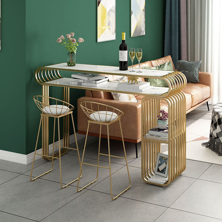 Tavolo da pub rettangolare lussuoso set 1/3 pezzi Tabella superiore in pietra con sgabelli alti