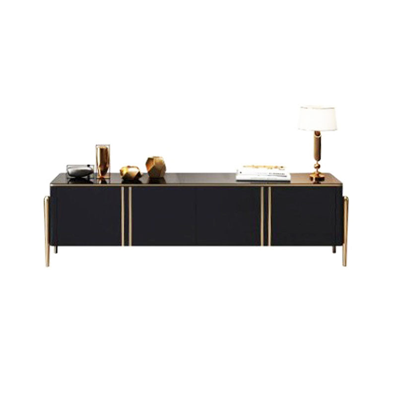 Moderner Glam -TV -Stand, geschlossene Speicher -TV -Konsole in Schwarz/ Gold