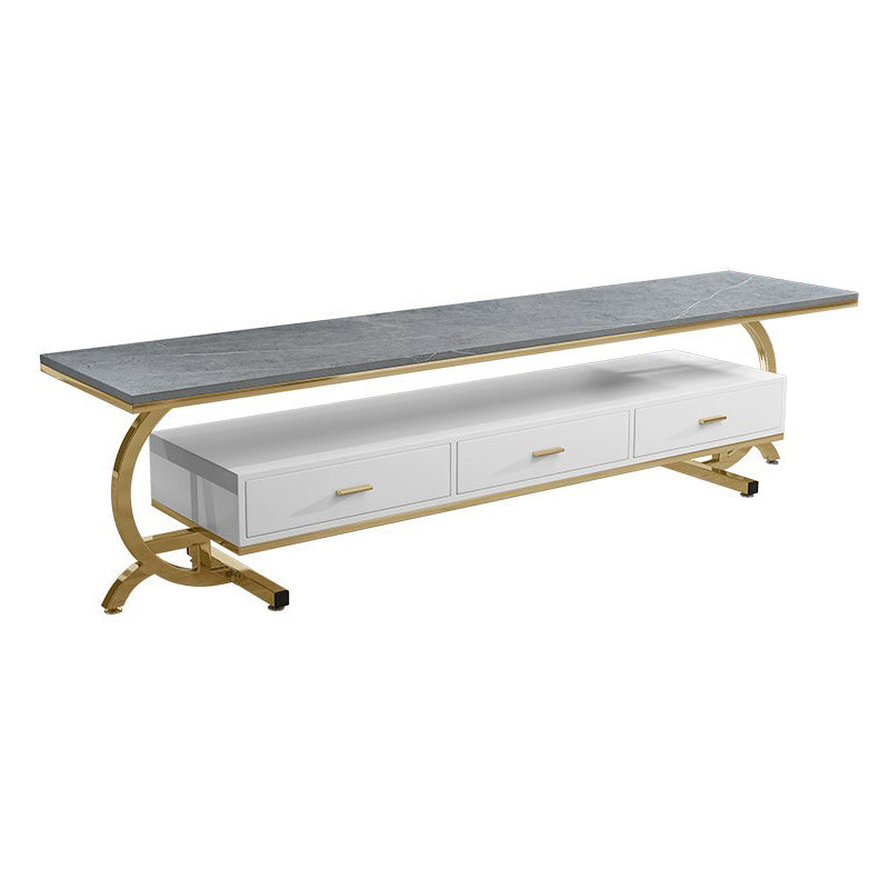 Consola de medios de televisión de Glam Slate Top 3 Cajones Metallic Stand Console