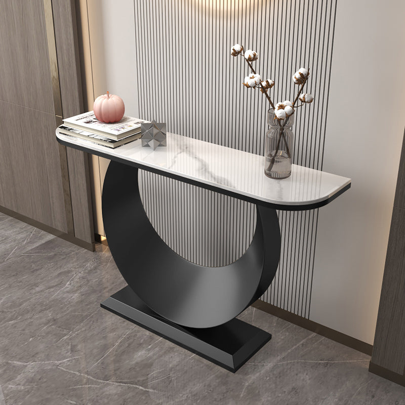 11" Wide Contemporary Console Table Stone Console Sofa Table 47"L x 12"W x 31"H White Clearhalo 'Console Tables' 'console_tables' 'Entry & Mudroom Furniture' 'furn' 'furn_console_tables' 'Furniture' 5799465