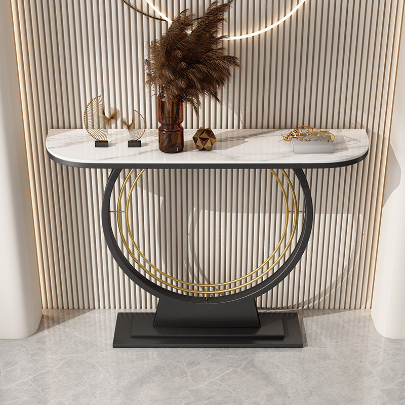 Tavolo da divano console glam di pietra larga da 11 "tavolo con console mezzo luna
