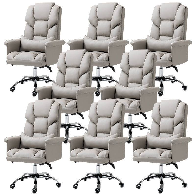 High Back Office Chair Faux Leather Upholstered Managers Chair Grey 8 Piece Set Clearhalo 'furn' 'furn_office_chair' 'Furniture' 'Office Chairs' 'Office Furniture' 'office_chair' 5801306