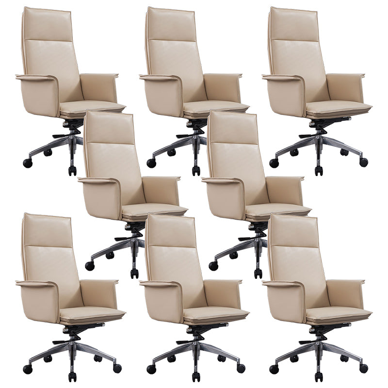 High Back Leather Swivel Office Chair with Chrome Arms Upholstered Task Chair 8 Piece Set High-Back (Over 22 in.) Clearhalo 'furn' 'furn_office_chair' 'Furniture' 'Office Chairs' 'Office Furniture' 'office_chair' 5801543