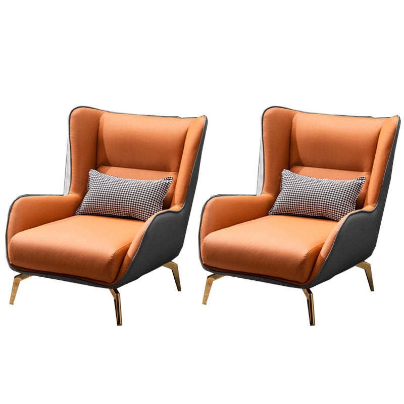 Estilo glamoroso con silla de brazo de cuero de cuero de pasamanos con respaldo fijo