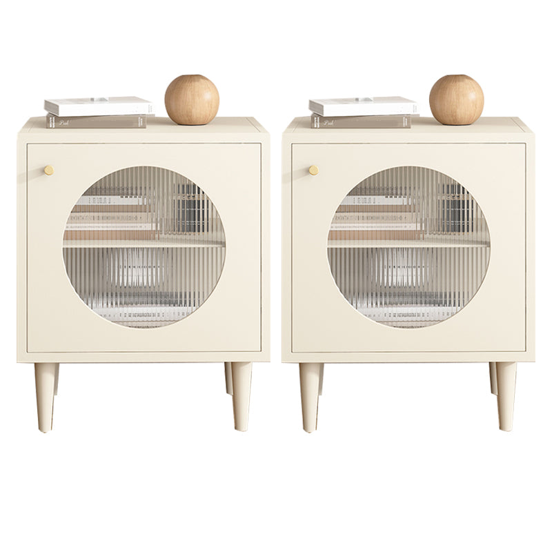 コンテンポラリーメタルアクセントテーブルナイトスタンド1ドアベッドサイドキャビネット